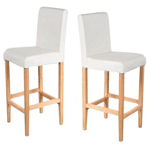 Lot De 2 Tabourets De Bar Vicenza, Cuir, Crème/Pieds Clairs