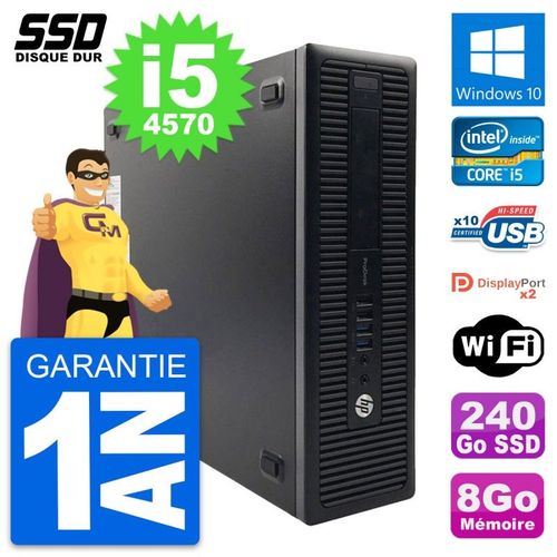 PC HP ProDesk 600 G1 SFF Intel Core i5-4570 RAM 8Go SSD 240Go Windows 10 Wifi