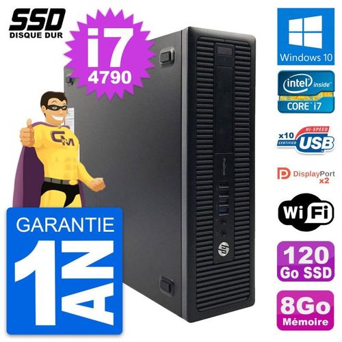 PC HP ProDesk 600 G1 SFF Intel Core i7-4790 RAM 8Go SSD 120Go Windows 10 Wifi