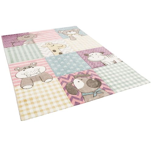 Pergamon Maui Kids - Tapis Pour Enfant - Motif Animaux Bébé Rose Multicolore Colorée 120x170 Cm