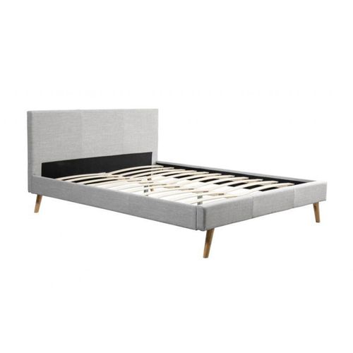 Lit Adulte En Tissu" Cormat" 140x190cm Gris Clair