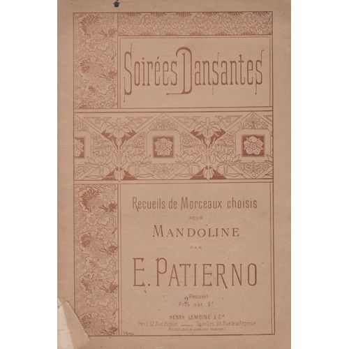 Partition : Soirées Dansantes - E Patierno : Recueils N°2 - 20 Morceaux Choisis Pour Mandoline