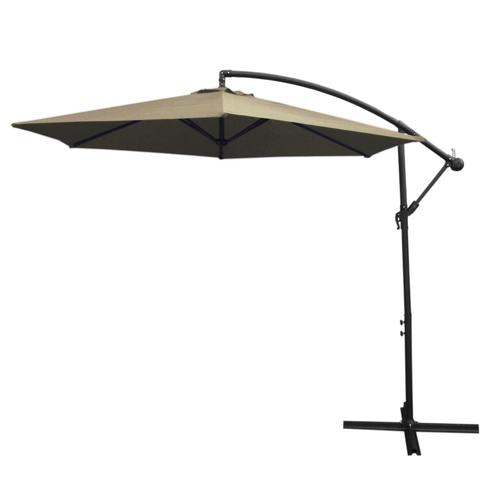 Parasol Cantilever Suspendu 3m Ombre Protection Uv Extérieur Jardin Terrasse Parasol Banane Inclinable Housse Imperméable Avec Manivelle Réglable Couleur Beige