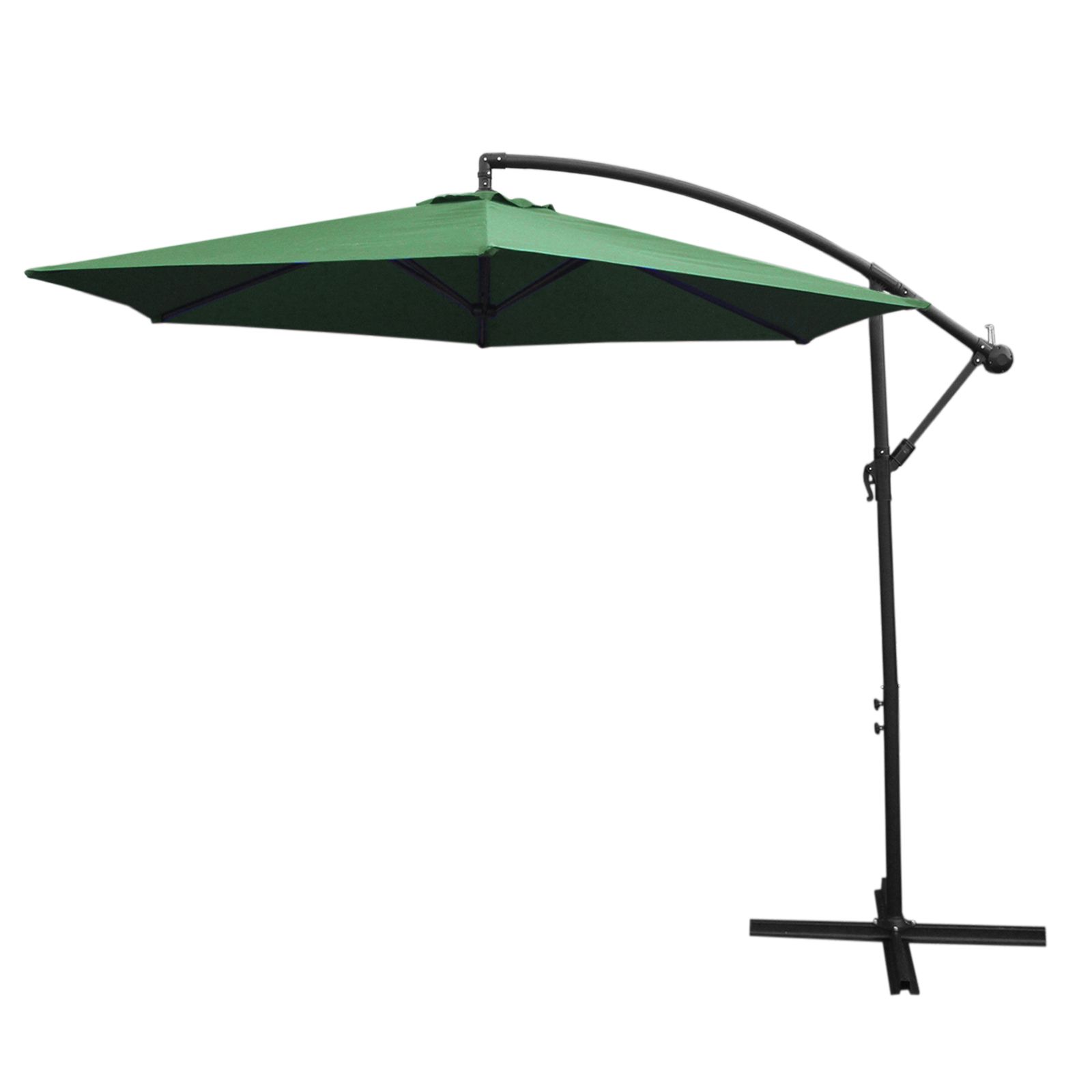 Parasol Cantilever Suspendu 3m Ombre Protection Uv Extérieur Jardin Terrasse Parasol Banane Inclinable Housse Imperméable Avec Manivelle Réglable Couleur Vert