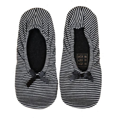 Pantoufles Femme Infinitif Chaussons Ballerines Ballerine Rayures Noir