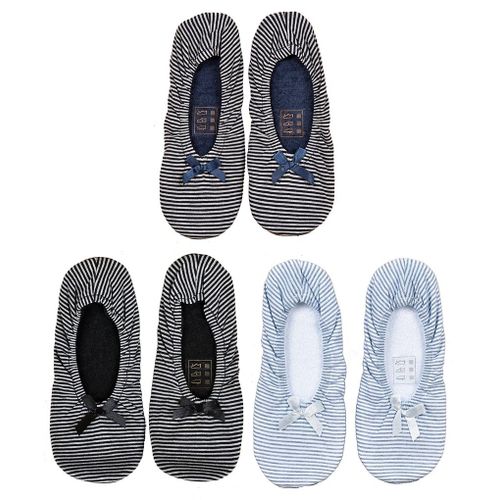 Pantoufles Femme Infinitif Chaussons Ballerines Ballerines Rayures Pack De 3 Paires