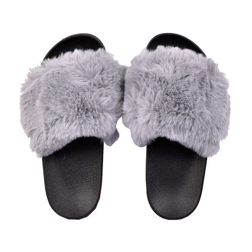 Claquettes Pour Enfant Fourrure Confort K87 Gris