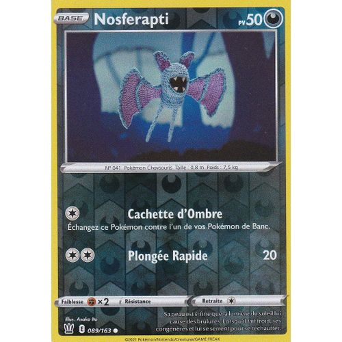 Carte Pokemon - Nosferapti - 089/163 - Reverse - Épée Et Bouclier 5 - Styles De Combat - Vf