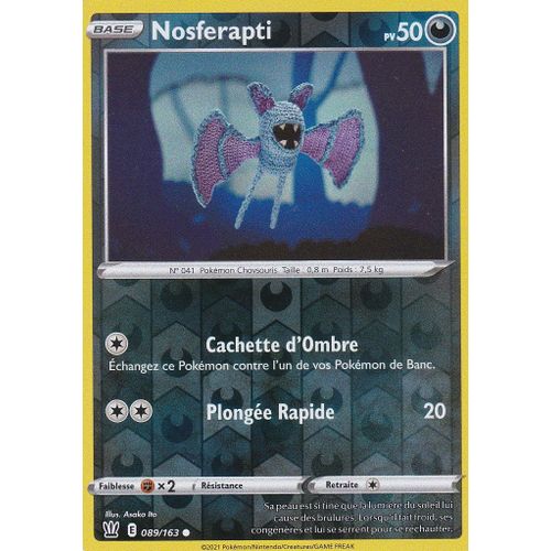 Carte Pokemon - Nosferapti - 089/163 - Reverse - Épée Et Bouclier 5 - Styles De Combat - Vf