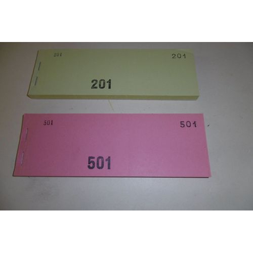 Bloc Vendeur 3 Souches 100 Feuilles Numerote 6.5 X 20 Cm Lot De 2 ( N° 201 À 300 Et 501 À 600 )