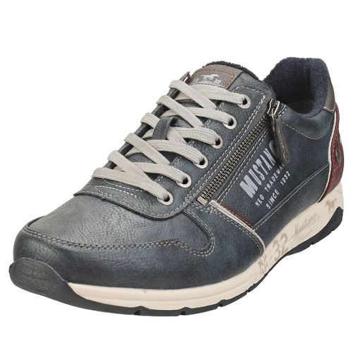 Mustang Low Top Sneaker Side Zip Homme Baskets Décontracté Bleu Naval - 45