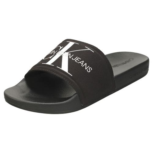 Calvin Klein Monogram Co Sandals Faire Glisser Noir