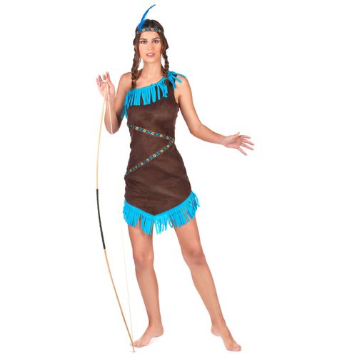 Déguisement Indienne Marron Et Bleu Femme - Taille: Medium