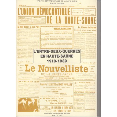 L4entre Deux6guerres En Haute6saöne 1918-1939