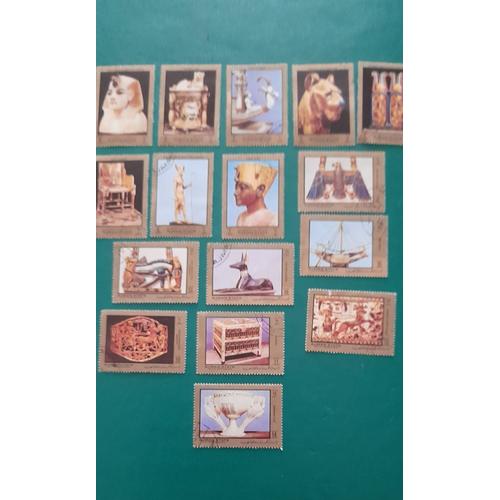 Serie 16 Timbres Obliteres Ajman - Antiquites Egyptiennes -