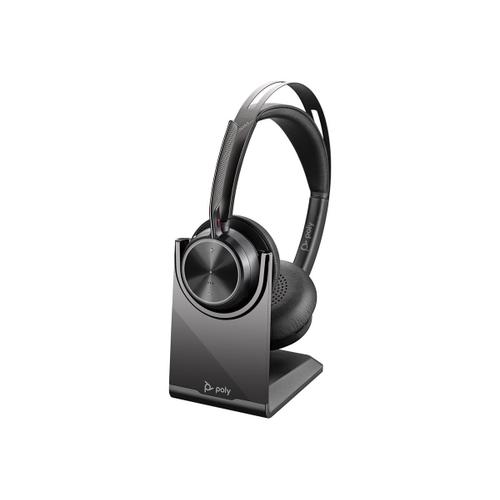 Poly Voyager Focus 2 UC - Micro-casque - sur-oreille - Bluetooth - sans fil, filaire - Suppresseur de bruit actif - USB-A - avec support de chargement - certifié Zoom