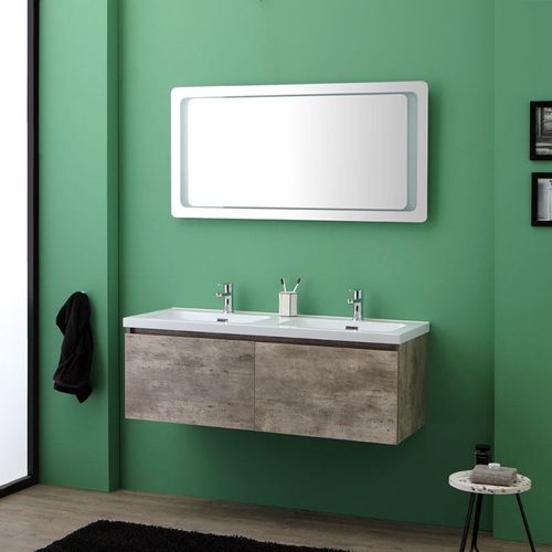 Meuble Avec Tiroirs Pour Salle De Bain 121cm Et Miroir Avec Led Tactile Madrid