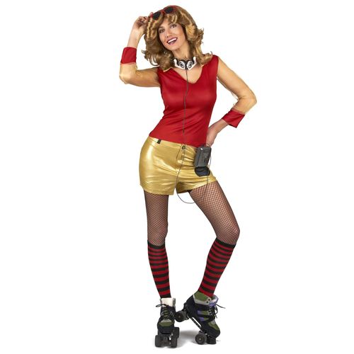 Déguisement Années 80 Doré Et Rouge Femme - Taille: Small