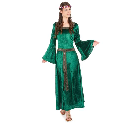 Déguisement Médiéval Vert Effet Velours Femme - Taille: L