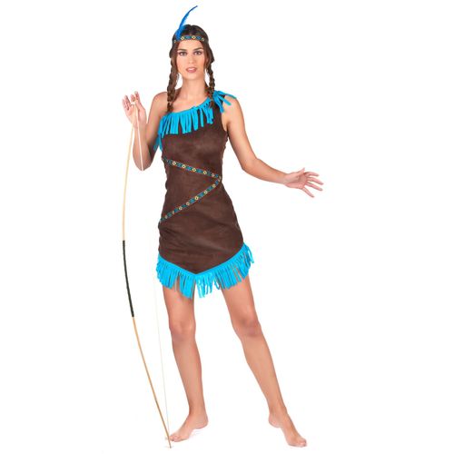 Déguisement Indienne Marron Et Bleu Femme - Taille: Xs