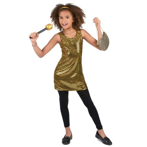 Déguisement Disco Paillettes Or Fille - Taille: 10 - 12 Ans (L)