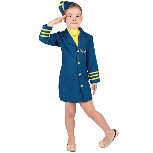 Déguisement Uniforme Hôtesse De L'air Fille - Taille: Xs 3-4 Ans (92-104 Cm)