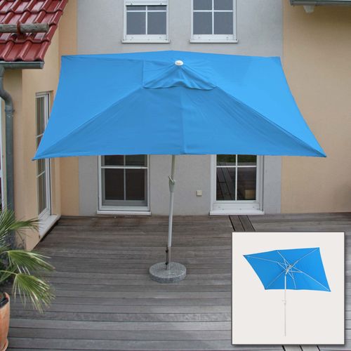 Parasol N23, Parasol De Jardin, 2x3m Rectangulaire Inclinable, Polyester/Aluminium 4,5kg   Bleu