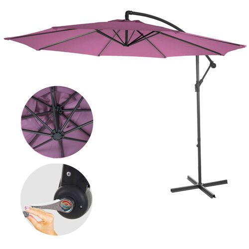 Parasol Acerra, Parasol Parasol, Ø 3m Inclinable, Polyester/Acier 11kg   Rouge Lavande Sans Socle