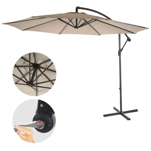 Parasol Acerra, Parasol Parasol, Ø 3m Inclinable, Polyester/Acier 11kg   Sable-Beige Sans Socle
