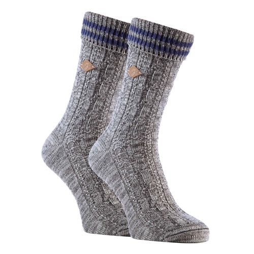 Farah - 2 Paires Homme Retro Coton Chaussettes Rayees Pour Bottes