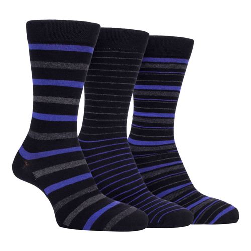 Farah - 3 Paires Homme Respirantes Ultra-Douces Chaussettes Bambou Avec Rayées