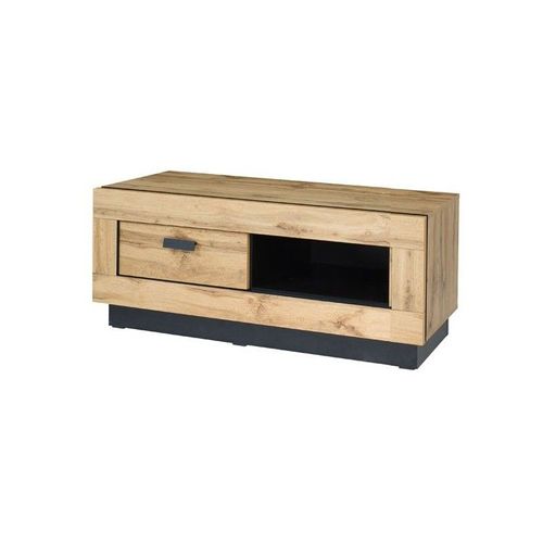 Meuble Tv - Meuble Hi-Fi Malaga Petit Modèle. Idéal Pour Votre Salon. Look Moderne Et Tendance Type Industriel, Bois Et Métal.