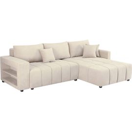 Canapé D'angle Convertible Tissu Chenille 3 Places - "Trocadero" - Beige