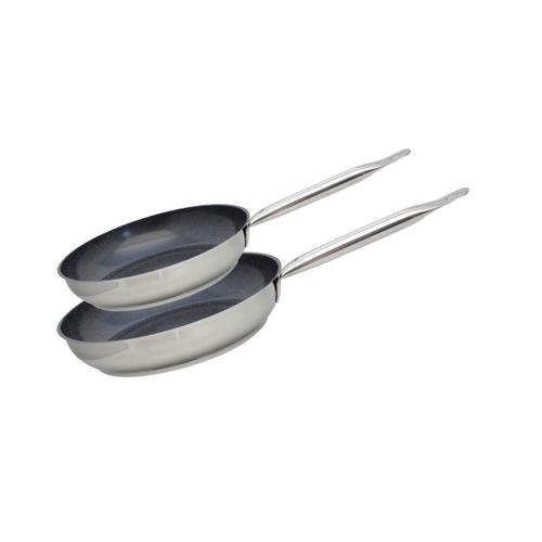 Elo 9804650 Set De 2 Poêles Inox 18/10, Poêle Induction, Poele À Frire, Poele Inox, Poêle Tout Feux, Poêles 24 Cm Et 28 Cm, Acier Inoxydable, 28 X 5,5 Cm