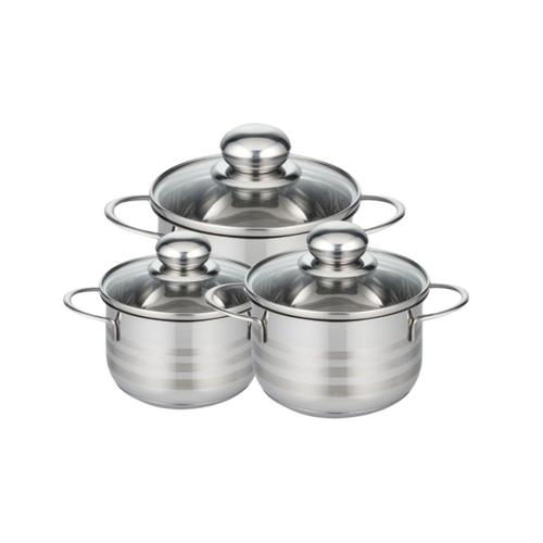 Elo 9802450 Faitout Inox À Induction, Faitout Inox 16 Cm, Marmite En Inox De 20 Cm, Faitout 24 Cm Avec Couvercle En Verre, Acier Inoxydable, Verre, 16, 20 Et 24 Cm