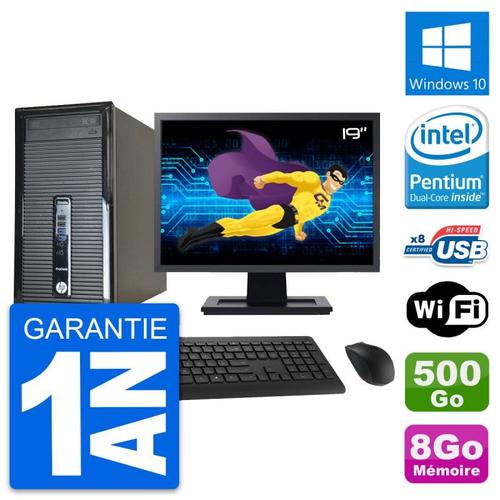 PC Tour HP 400 G1 Ecran 19" Intel G3220 RAM 8Go Disque Dur 500Go Windows 10 Wifi