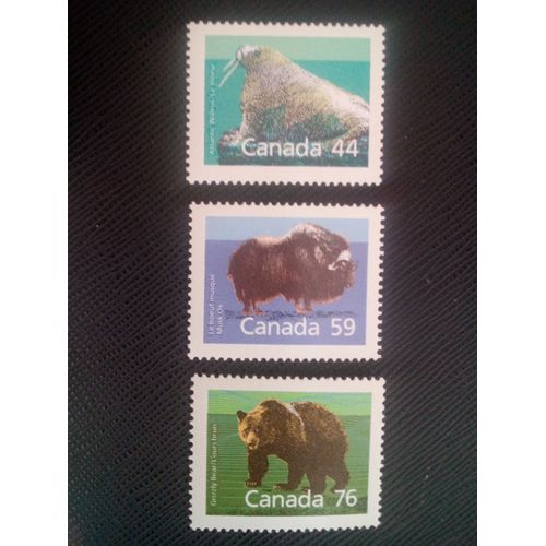 Timbre Canada Yt 1080 A 1082 Mammifères 1989 ( 020505 )