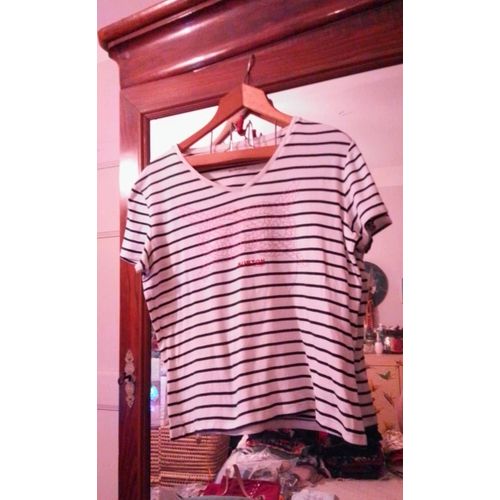 Tee-Shirt Rayé Marine Blanc Motif Doré 42 Xl Burton Of London.