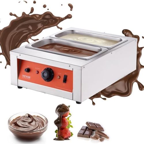 Fondoir à Chocolat - VEVOR - Tempéreuse à Chocolat en Inox 1500 W 2 Cuves de 3,3 L