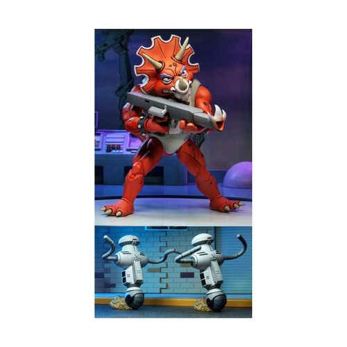 Les Tortues Ninja - Pack 3 Figurines Triceraton Infantryman & Roadkill Rodney 18 Cm