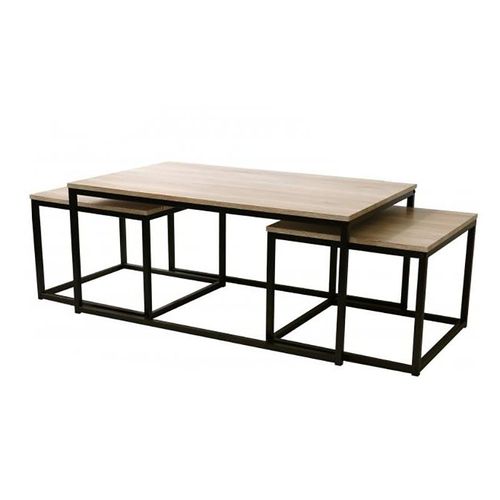 Table Basse Ensemble 3 Pièces Loft - Naturel Clair
