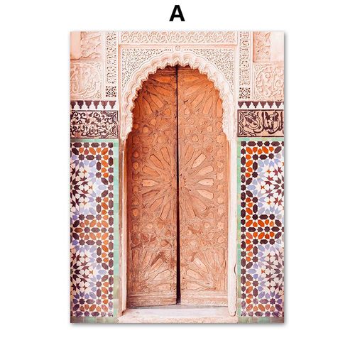 Peinture Murale En Mosaïque Arabe Islamique, Porte Marocaine, Affiches Et Imprimés Nordiques, Images Murales Pour Décoration De Salon Sans Cadre¿40x40cm
