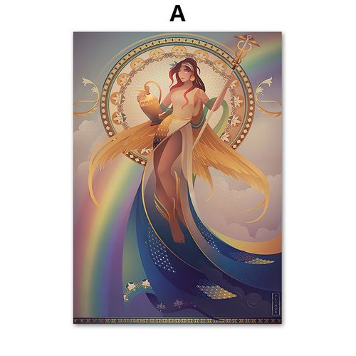 Peintures Sur Toile Des Dieux Grec Athena Iris Hera Les Moires Artemis, Affiches Et Imprimés Nordiques, Photos Murales, Décor Pour Chambre D'enfants Sans Cadre¿40x40cm