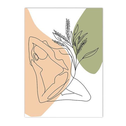 Toile De Peinture Abstraite De Femme, Ligne De Fleur De Plante, Affiche De Yoga De Dame, Figure Sexy, Mur D'art Corporel, Images Imprimées Pour Décor De Salon Sans Cadre¿40x40cm