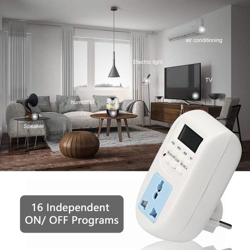 interrupteur de minuterie numérique, prise électrique Programmable hebdomadaire, 16 programmes marche/arrêt indépendants pour les ventilateurs de lumières