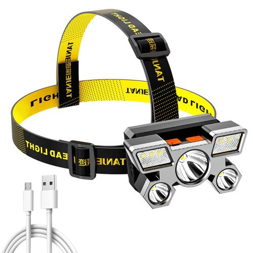 Lampe torche Portable à 5led avec batterie 18650 intégrée, alimentée par USB, Rechargeable, étanche IPX4, idéale pour le Camping en plein air