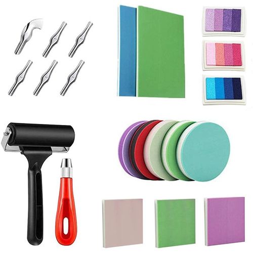 Kit De Fabrication De Timbres En Caoutchouc, Kit D'outils De Sculpture, Blocs De Sculpture En Caoutchouc De Différents Styles, Pour La Sculpture De Timbres Artisanaux, 21 Pièces