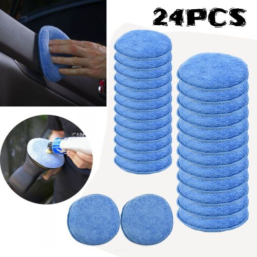 Applicateur De Voiture, Tampon De Nettoyage, Mousse, Éponge, Microfibre, 5 Pouces, Pour Appliquer La Cire, Lavable Et Réutilisable, 24 Pièces
