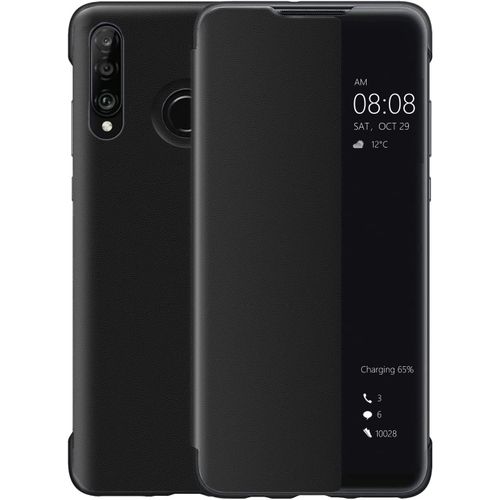 Coque Huawei P30 Lite, Smart View Étui À Rabat En Cuir, Mode D'économie D'énergie Protección Integral P30lite,Noir