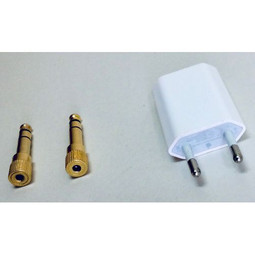 Lot : 1Chargeur Prise Adaptateur Secteur USB 5W Origine Apple A1400 + 2 Prises Adaptateurs Fiche JACK 6.35mm mâle vers 3.5mm femelle Audio